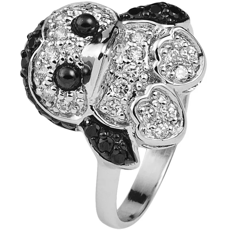 Zirconia Studded Penguin Sitting Sterling Silver Ring sold by Old Glory