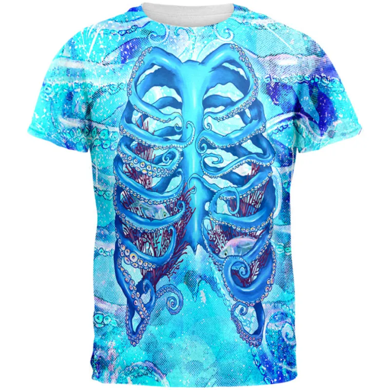 Halloween Octopus Kraken Skeleton Ribs Costume All Over Mens T Shirt sold by Old Glory