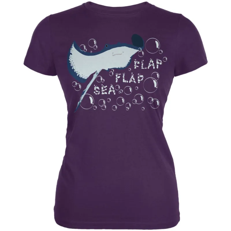 Sea Flap Flap Stingray Purple Juniors Soft T-Shirt sold by Old Glory