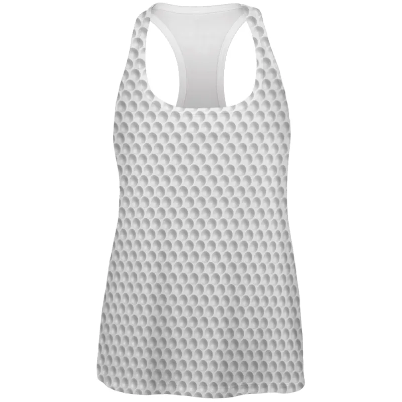 Golf Ball Costume White All Over Womens Racerback Tank Top sold by Old Glory