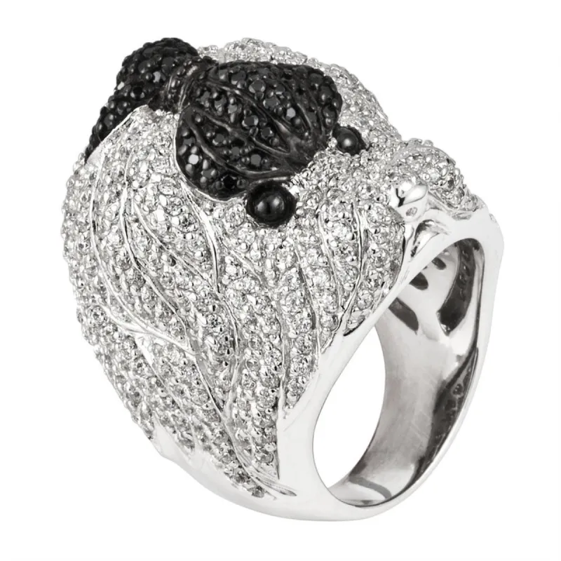 Zirconia Studded Shih Tzu Sterling Silver Ring sold by Old Glory