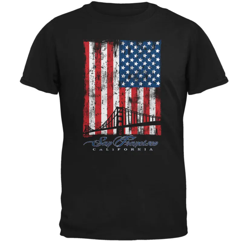 Flag Bridge San Francisco California Oversize Mens T Shirt sold by Old Glory