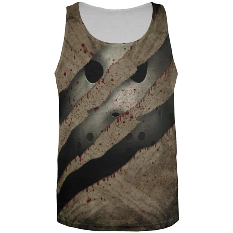 Halloween Horror Movie Mask Slasher Attack All Over Mens Tank Top sold by Old Glory