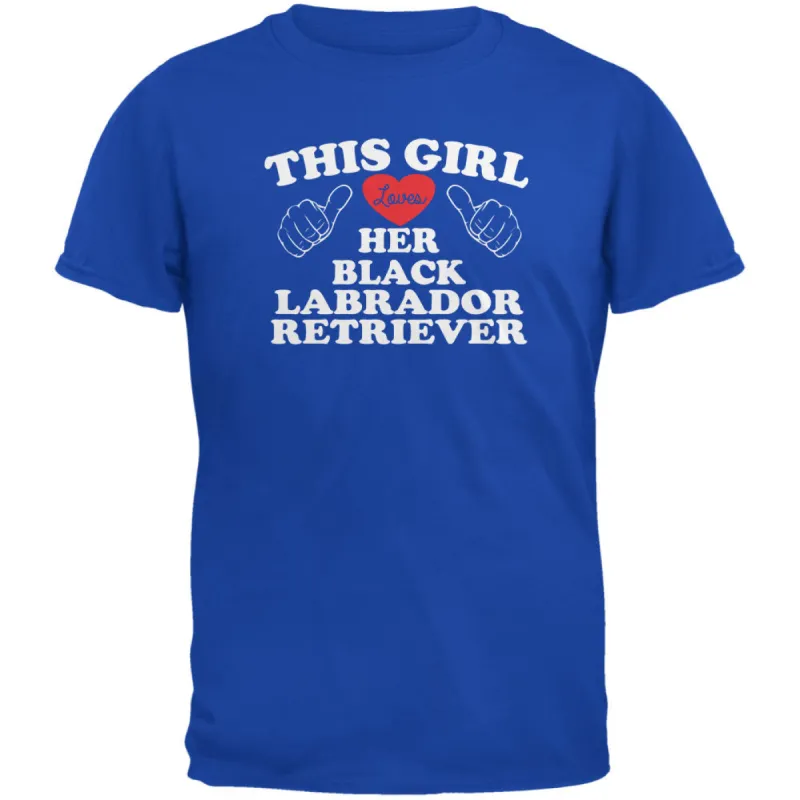 Valentines This Girl Loves Her Black Lab Royal Adult T-Shirt sold by Old Glory