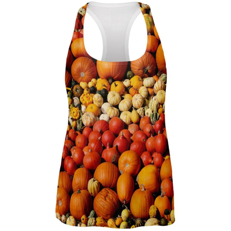 Halloween Rows of Pumpkins All Over Womens Racerback Tank Top sold by Old Glory