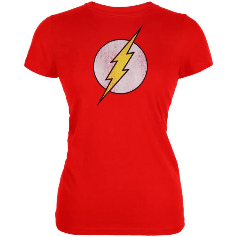 The Flash - Distressed Logo Juniors T-Shirt sold by Old Glory