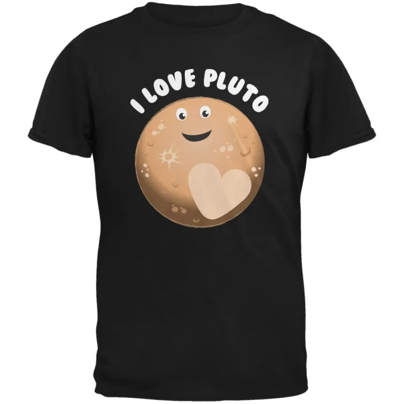 I Love Pluto Planet Black Adult T-Shirt sold by Old Glory