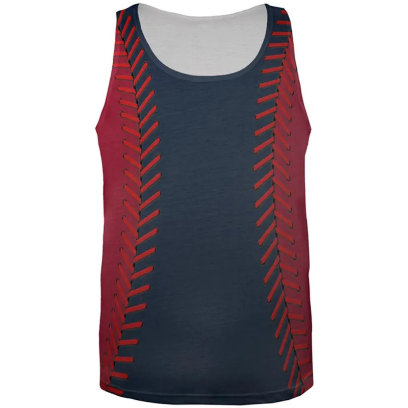Baseball League Navy Blue and Scarlet All Over Mens Tank Top sold by Old Glory