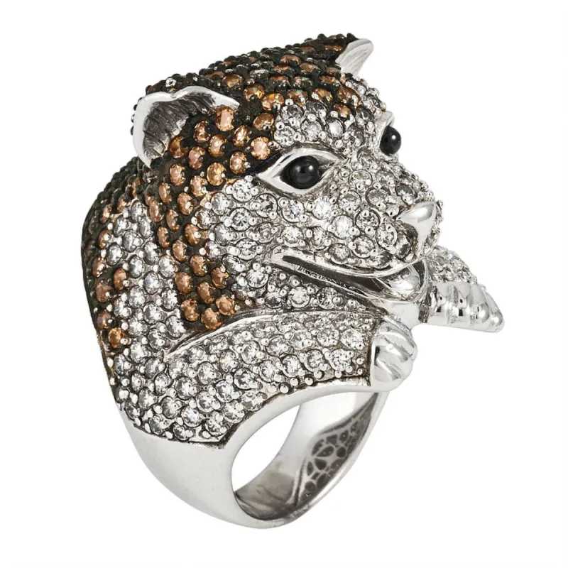 Zirconia Studded Husky Sterling Silver Ring sold by Old Glory
