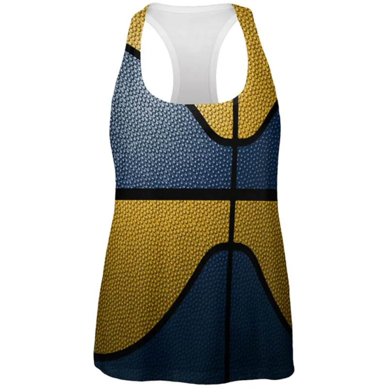 Championship Basketball Navy & Gold All Over Womens Work Out Tank Top sold by Old Glory