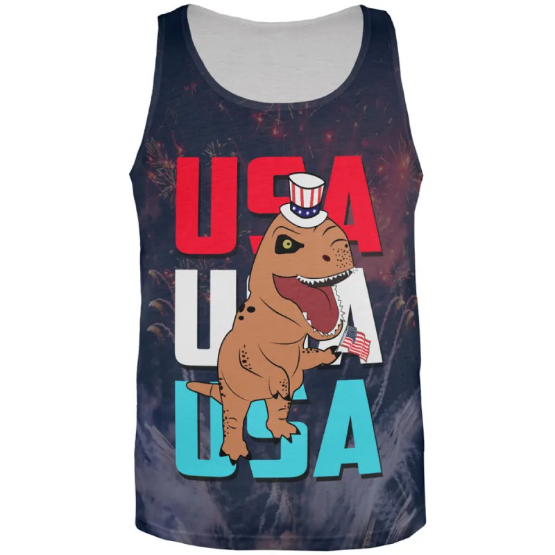 4th Of July USA Patriotic T-Rex All Over Mens Tank Top sold by Old Glory
