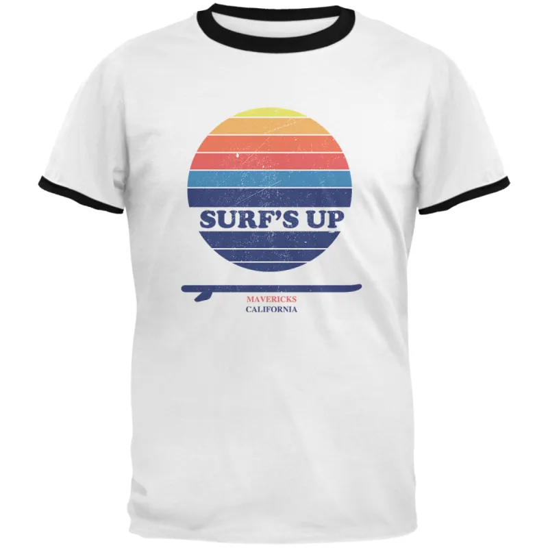 Surf's Up Mavericks California Mens Ringer T Shirt sold by Old Glory