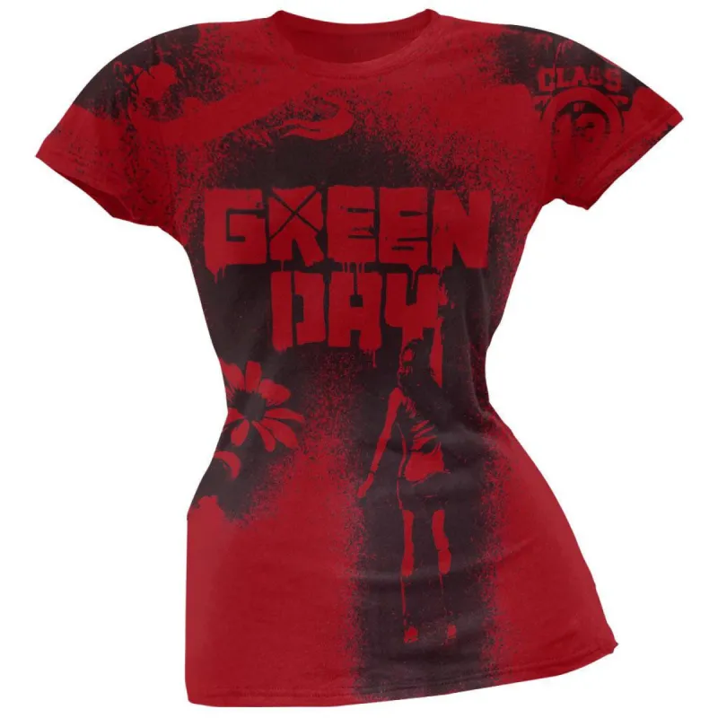 Green Day - Paint All-Over Red Juniors T-Shirt sold by Old Glory