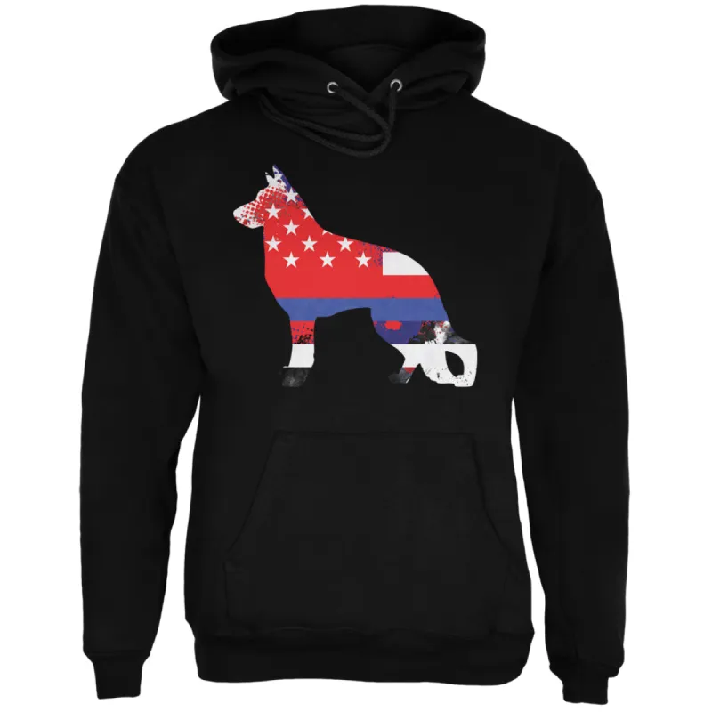 K9 German Shepherd Thin Blue Line Distressed Splatter Mens Hoodie made by Old Glory