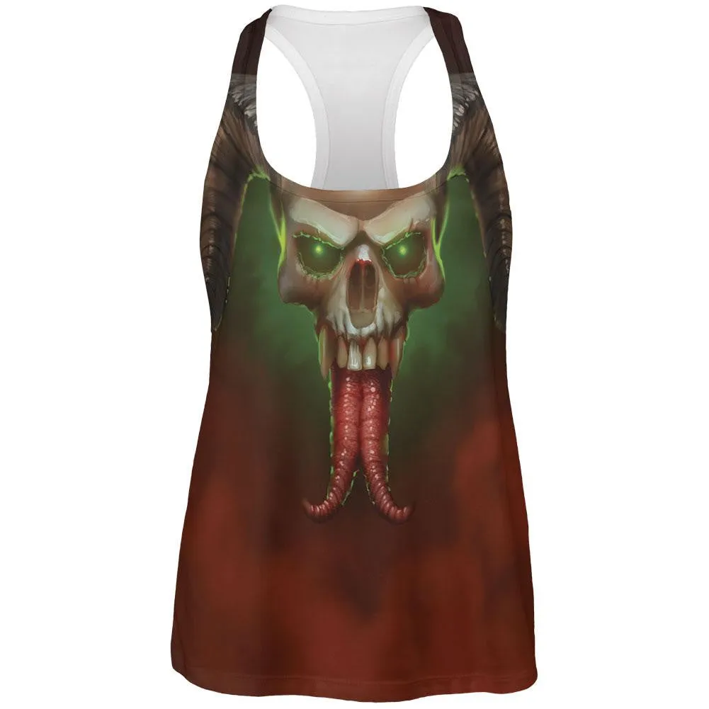 Horned Skull All Over Womens Racerback Tank Top sold by Old Glory
