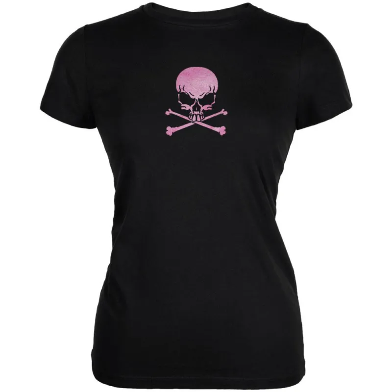 Pink Skull & Crossbones Juniors T-Shirt sold by Old Glory