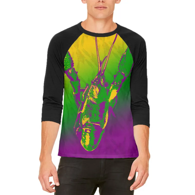 Mardi Gras Cajun Crawfish Mens Raglan T Shirt sold by Old Glory
