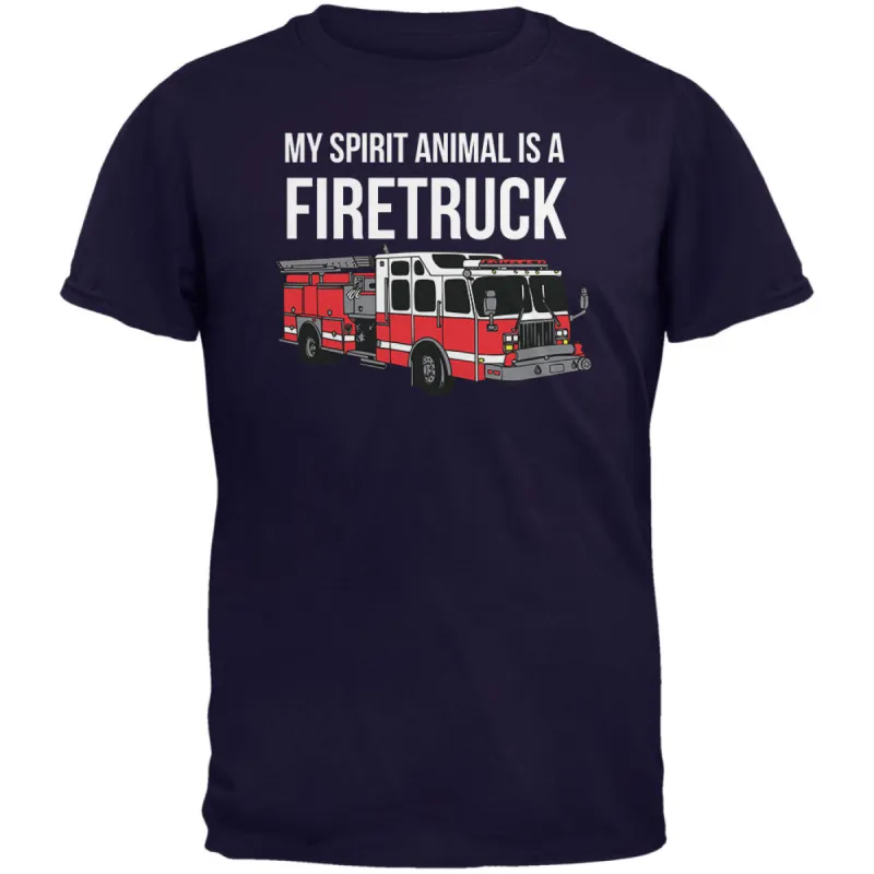 Spirit Animal Firetruck Navy Adult T-Shirt sold by Old Glory
