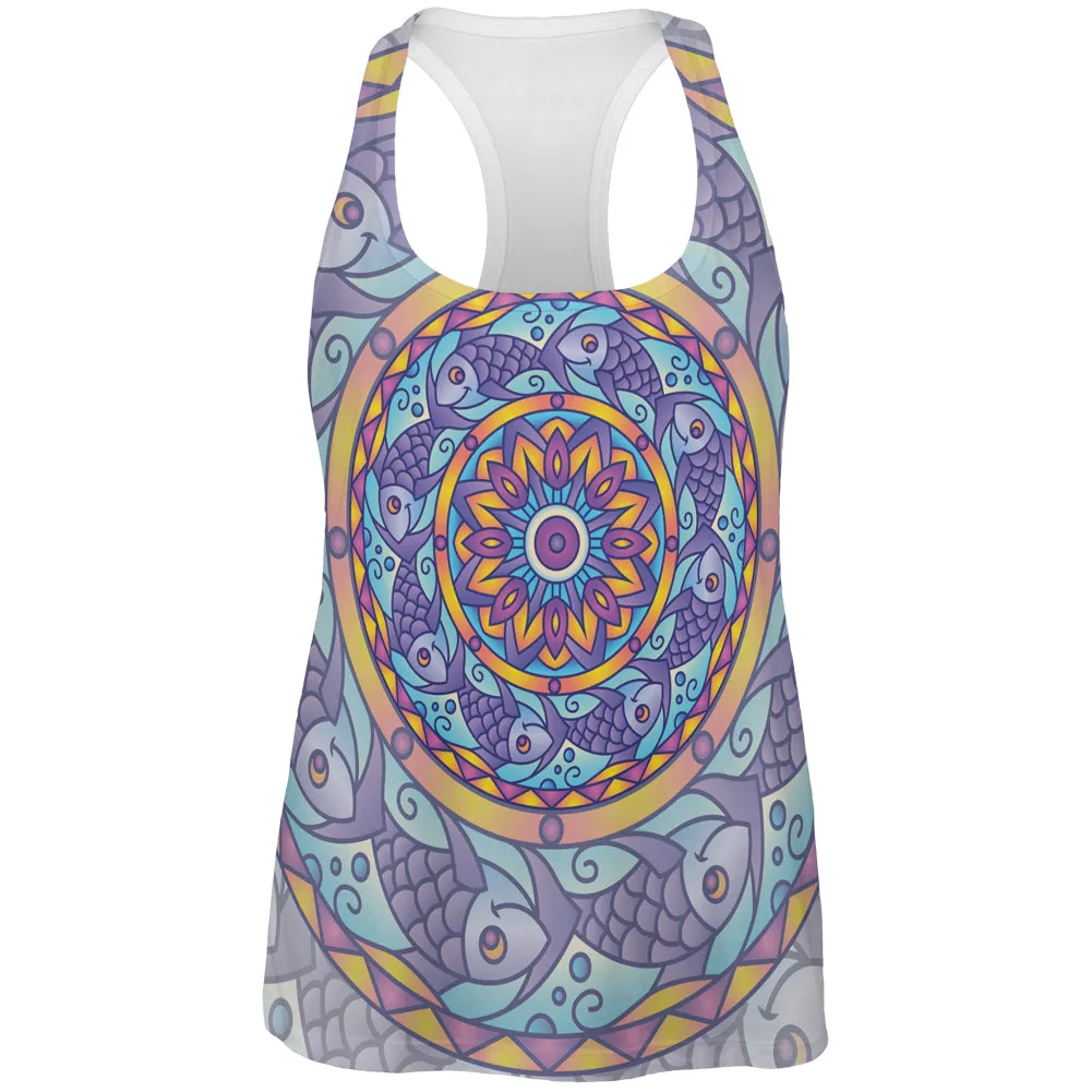 Mandala Trippy Stained Glass Fish All Over Womens Work Out Tank Top sold by Old Glory