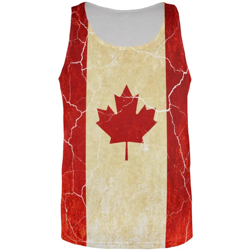 Canadian Flag Grunge Distressed All Over Mens Tank Top sold by Old Glory