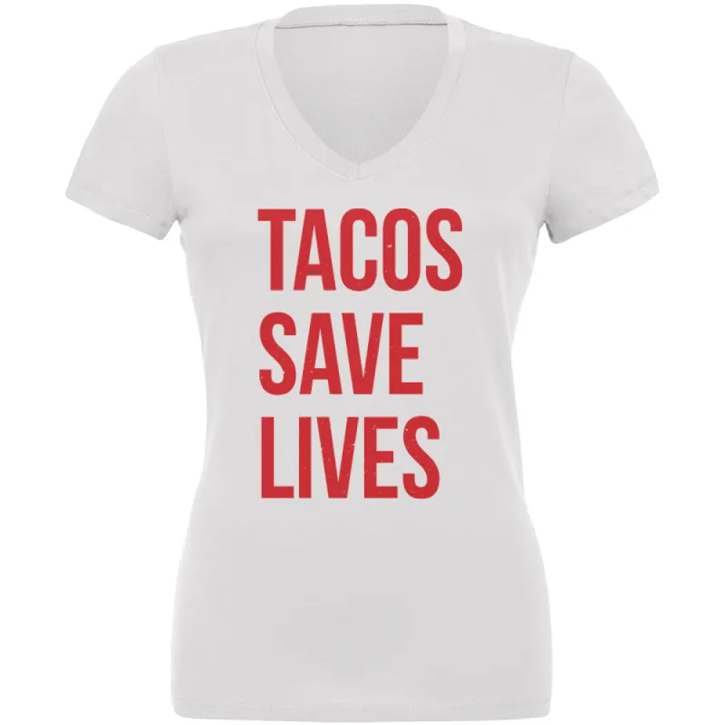 Tacos Save Lives Juniors V-Neck T Shirt sold by Old Glory
