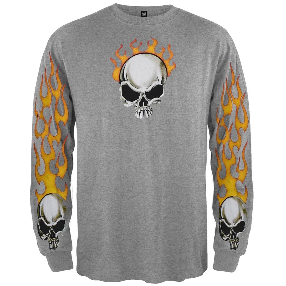 Flame Skull Ash Long Sleeve T-Shirt sold by Old Glory