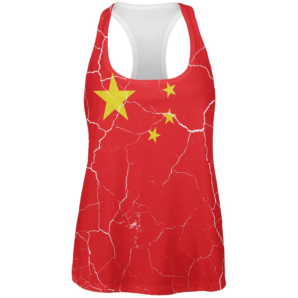 Distressed Chinese Flag All Over Womens Work Out Tank Top sold by Old Glory