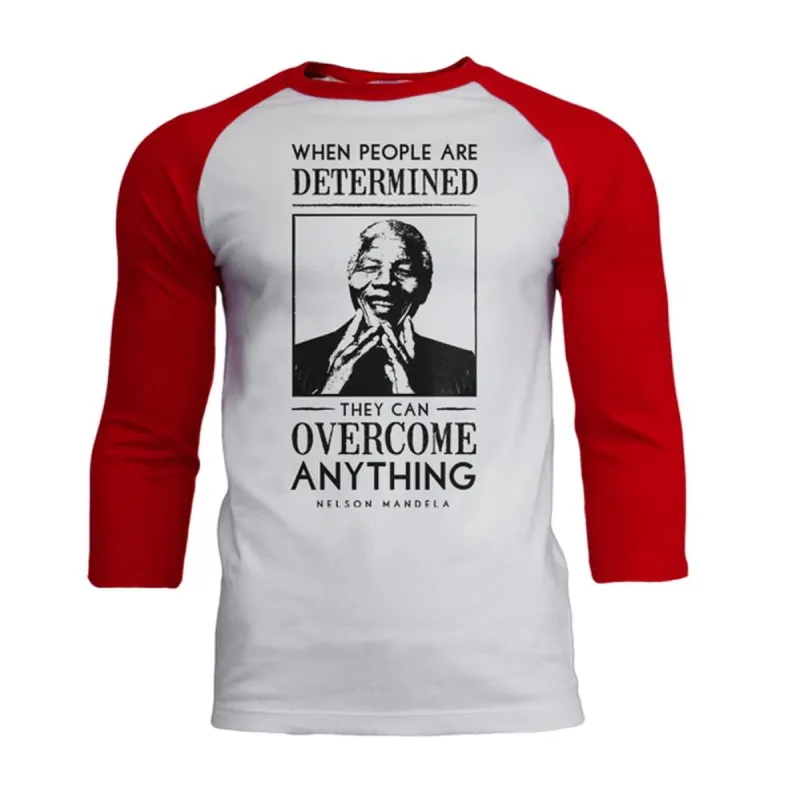 Nelson Mandela Determined Mens Soft Raglan T Shirt sold by Old Glory