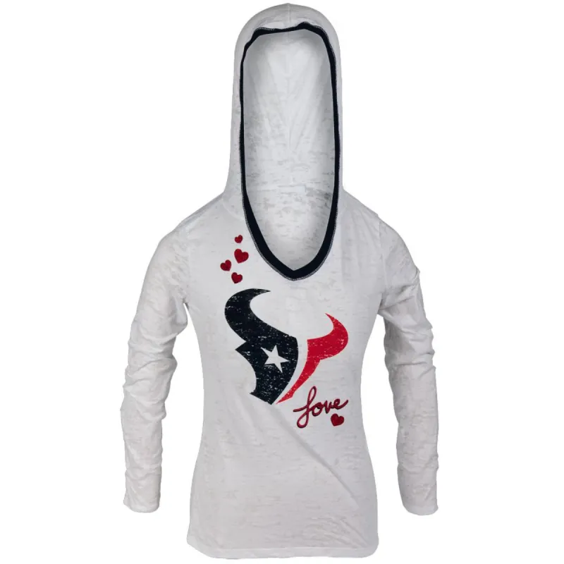 Houston Texans - Girls Youth Burnout Hooded Long Sleeve T-Shirt sold by Old Glory