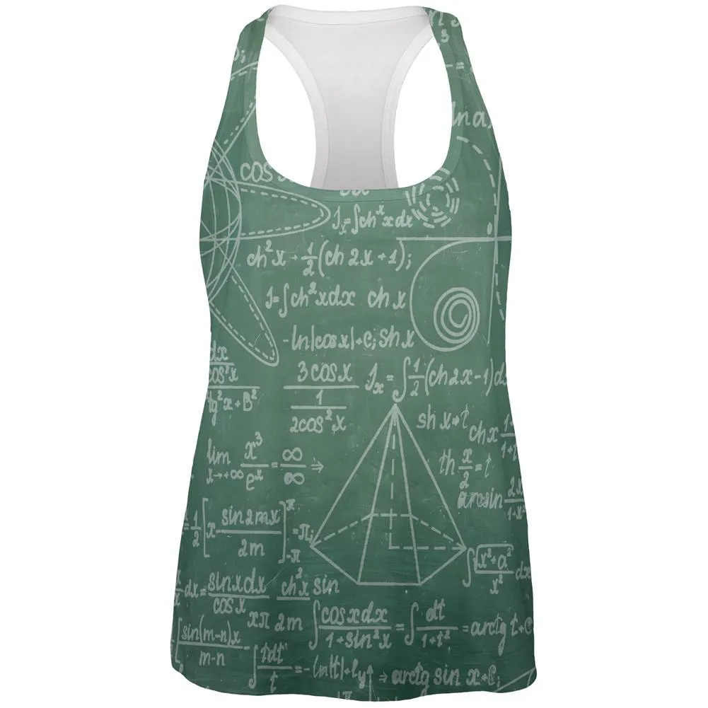 Math Geek Formulas Chalkboard All Over Womens Work Out Tank Top sold by Old Glory