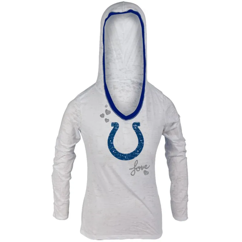 Indianapolis Colts - Girls Youth Burnout Hooded Long Sleeve T-Shirt sold by Old Glory