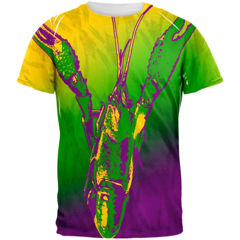 Mardi Gras Cajun Crawfish All Over Mens T Shirt sold by Old Glory