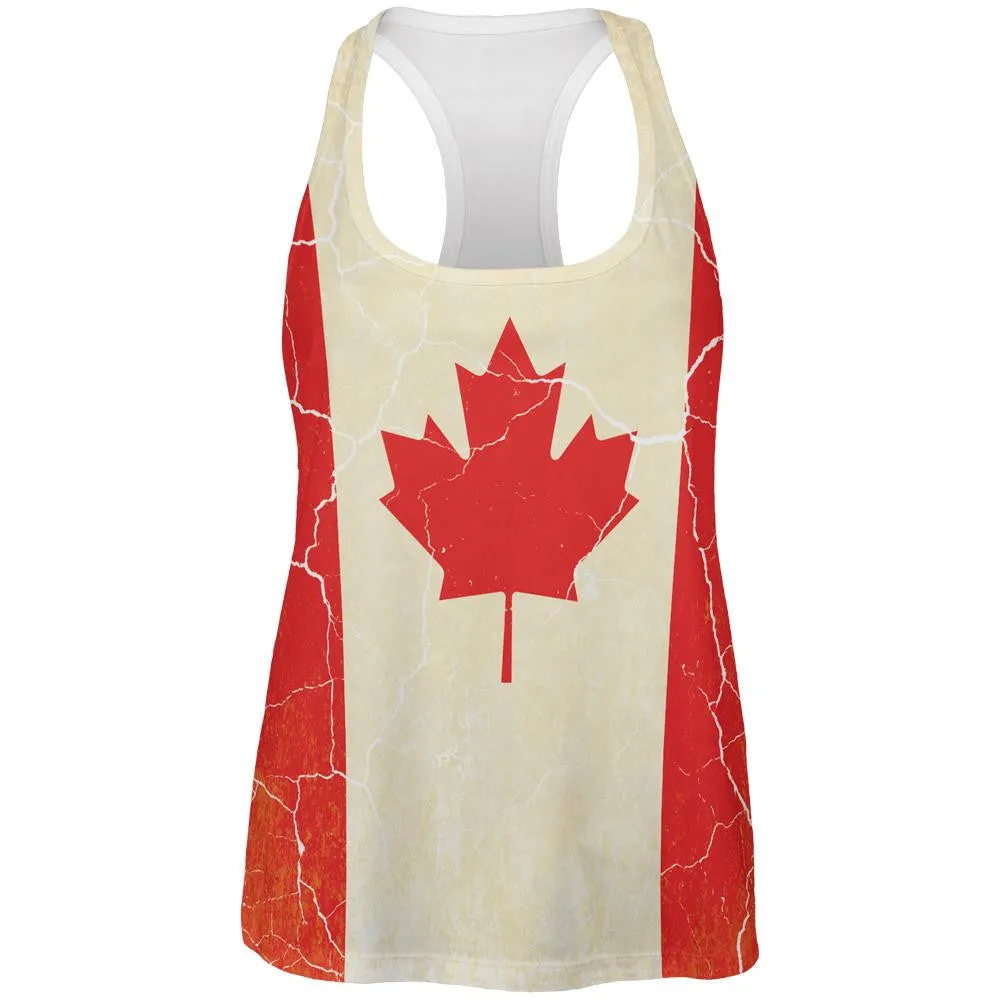 Canadian Flag Grunge Distressed All Over Womens Work Out Tank Top sold by Old Glory