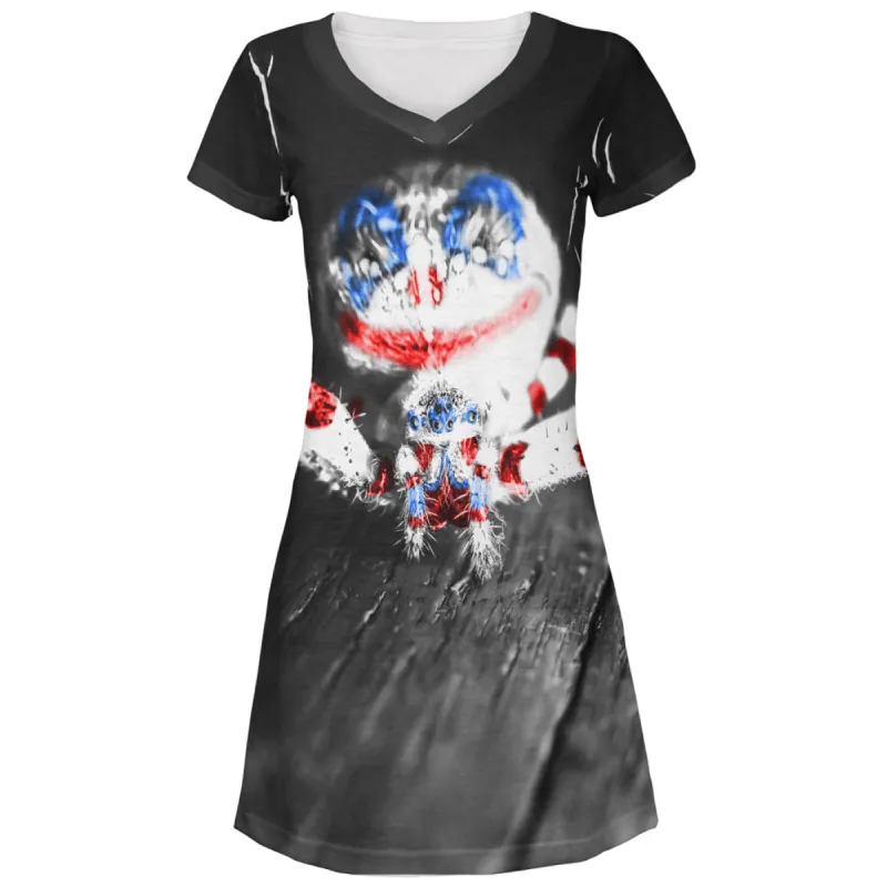 Patriotic Killer Clown Spider Of Halloween All Over Juniors Beach Cover-Up Dress sold by Old Glory