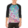 Summer Tropical Beach Flamingos Mens Raglan T Shirt sold by Old Glory