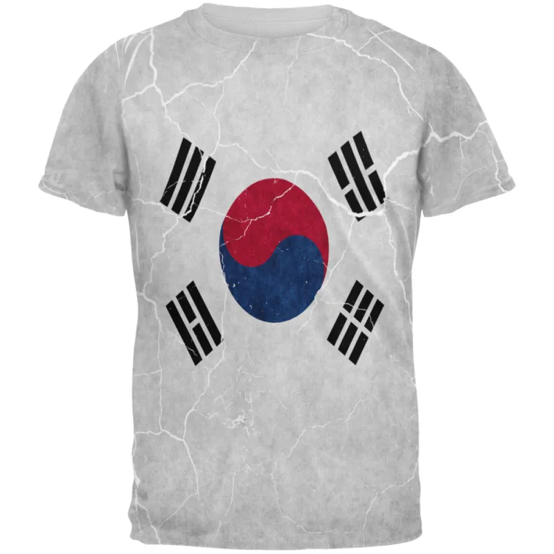 Distressed South Korean Flag All Over Mens T Shirt sold by Old Glory