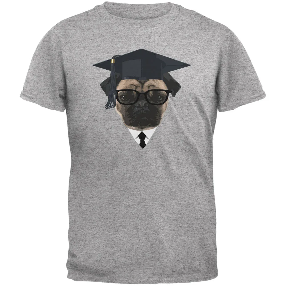 Graduation - Graduate Pug Funny Heather Grey Adult T-Shirt sold by Old Glory