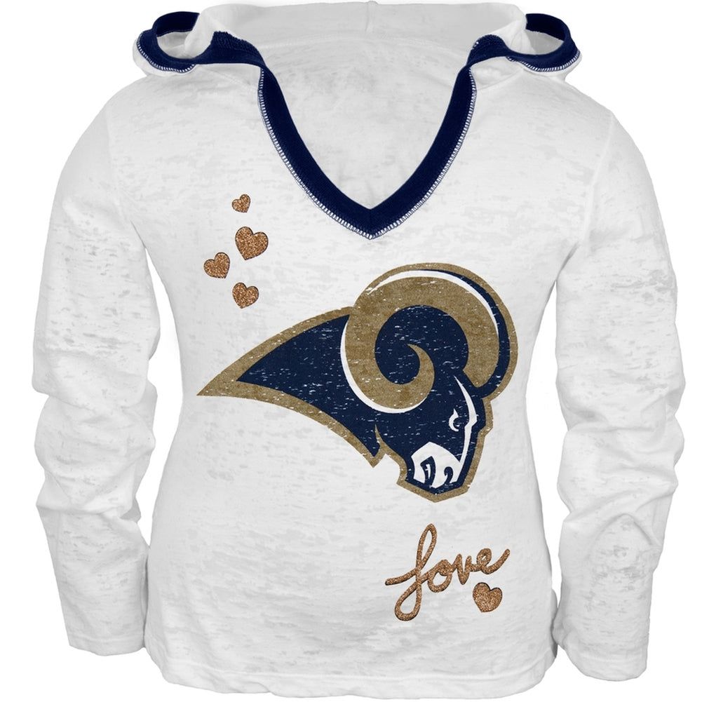St. Louis Rams - Girls Juvy Burnout Hooded Long Sleeve T-Shirt sold by Old Glory