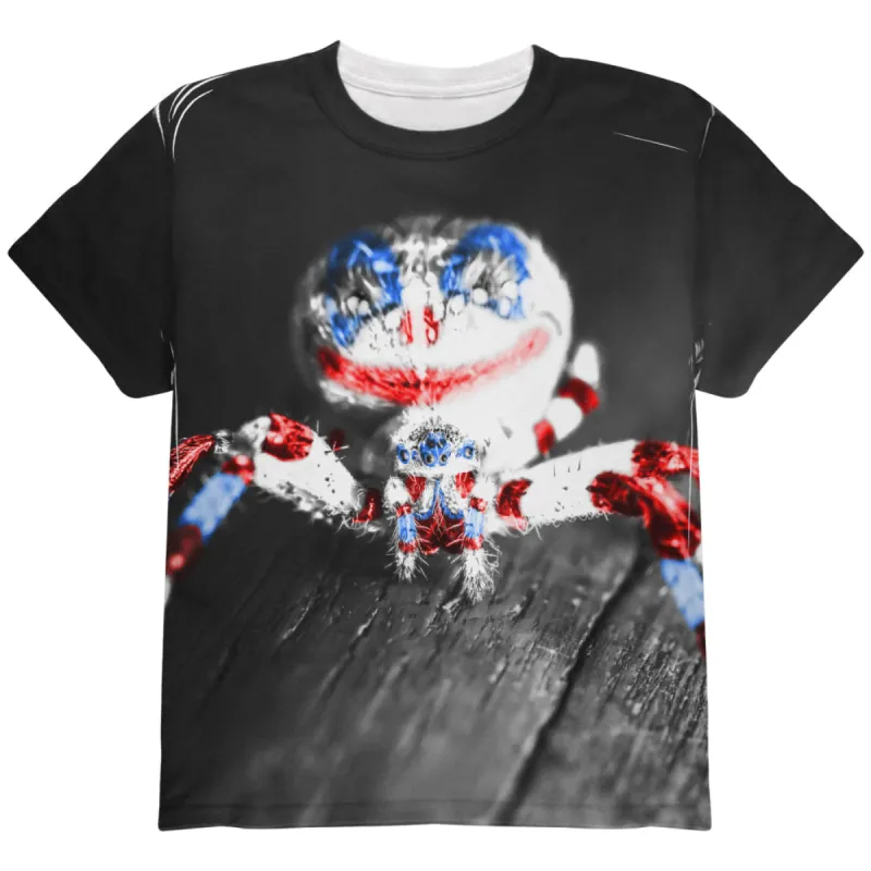 Patriotic Killer Clown Spider Of Halloween All Over Youth T Shirt sold by Old Glory