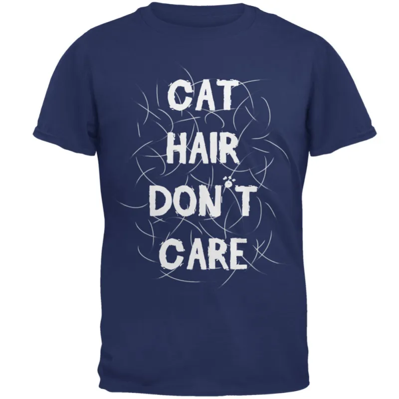 Cat Hair Don't Care Metro Blue Adult T-Shirt sold by Old Glory