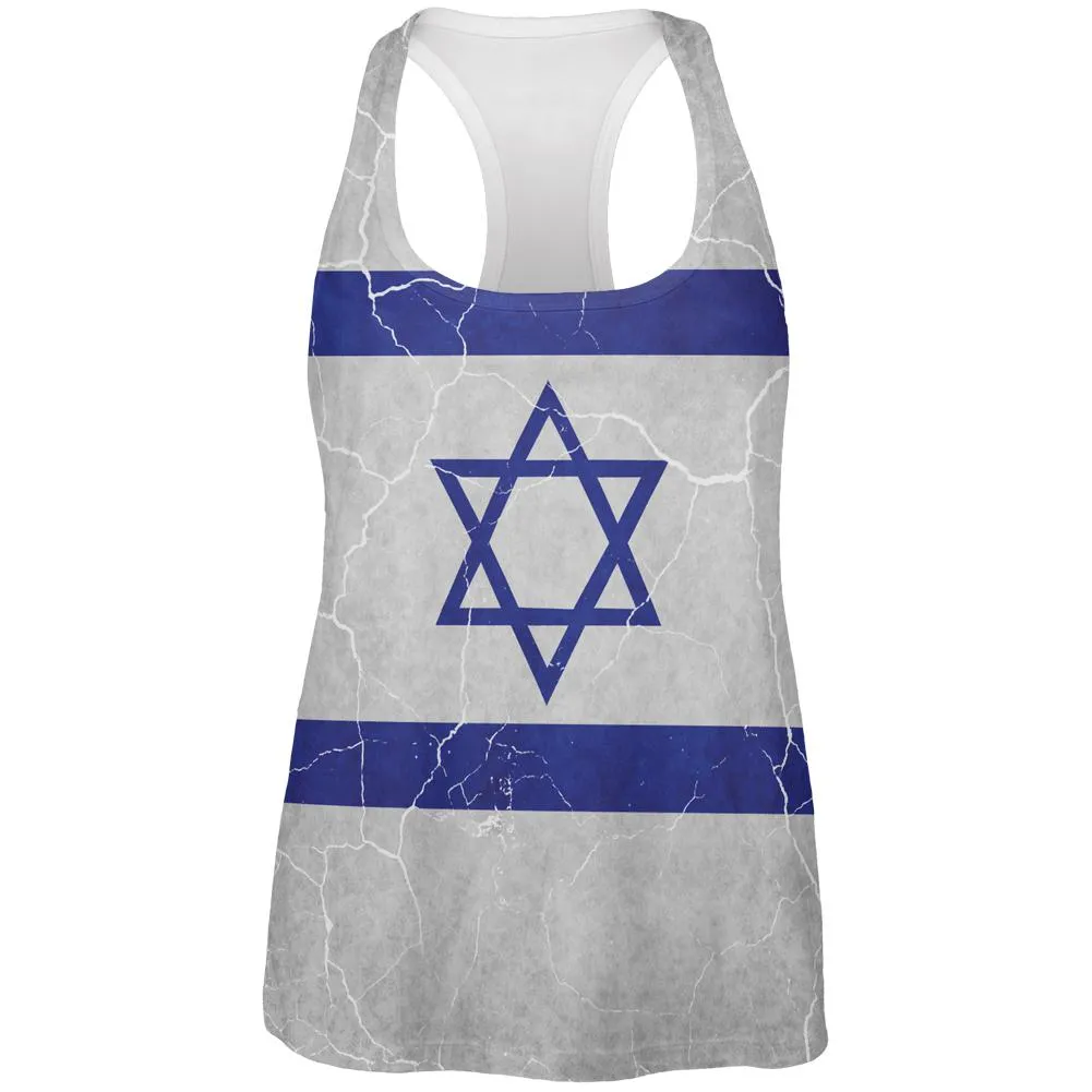 Distressed Israeli Flag All Over Womens Work Out Tank Top sold by Old Glory
