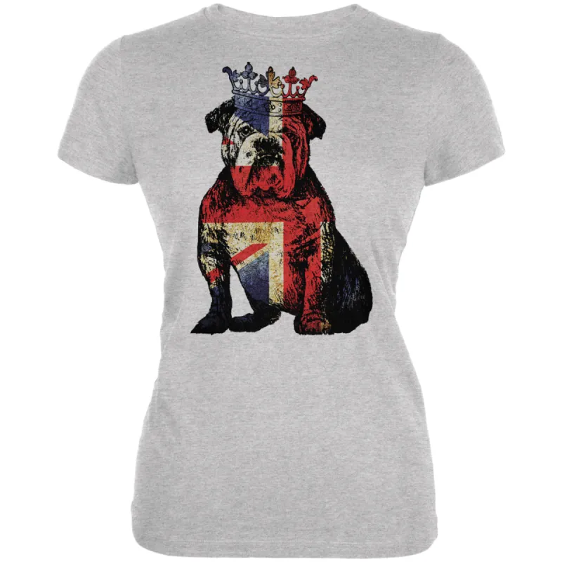 English British Bulldog Crown Grunge Flag Juniors Soft T Shirt sold by Old Glory