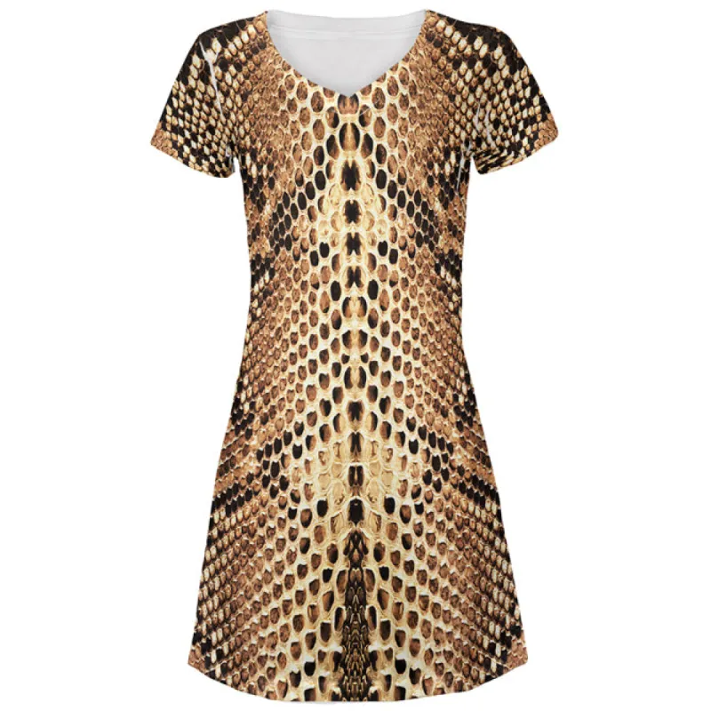 Halloween Rattlesnake Snake Snakeskin Costume All Over Juniors Beach Cover-Up Dress sold by Old Glory
