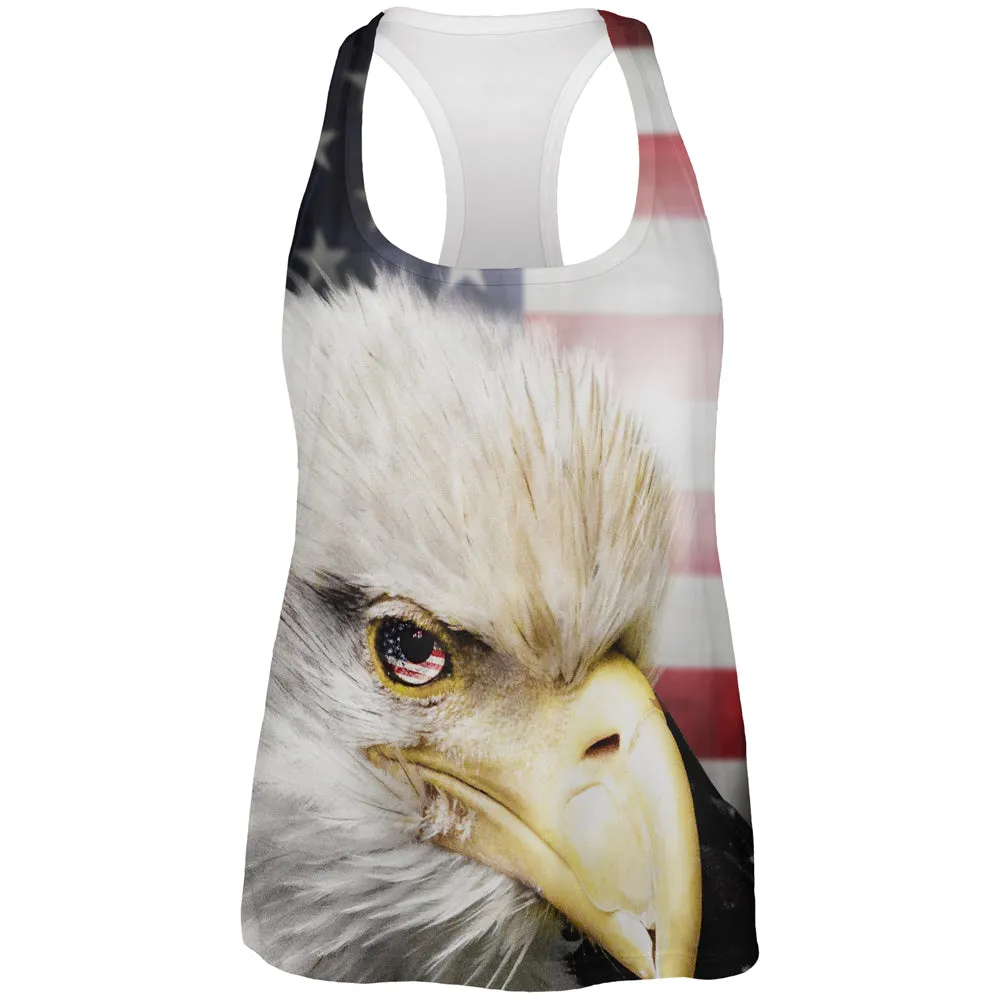 4th of July American Bald Eagle Eye Flag All Over Womens Work Out Tank Top sold by Old Glory