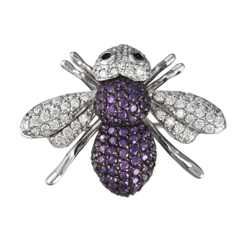 Zirconia Studded Bee Sterling Silver Pin/Pendant sold by Old Glory