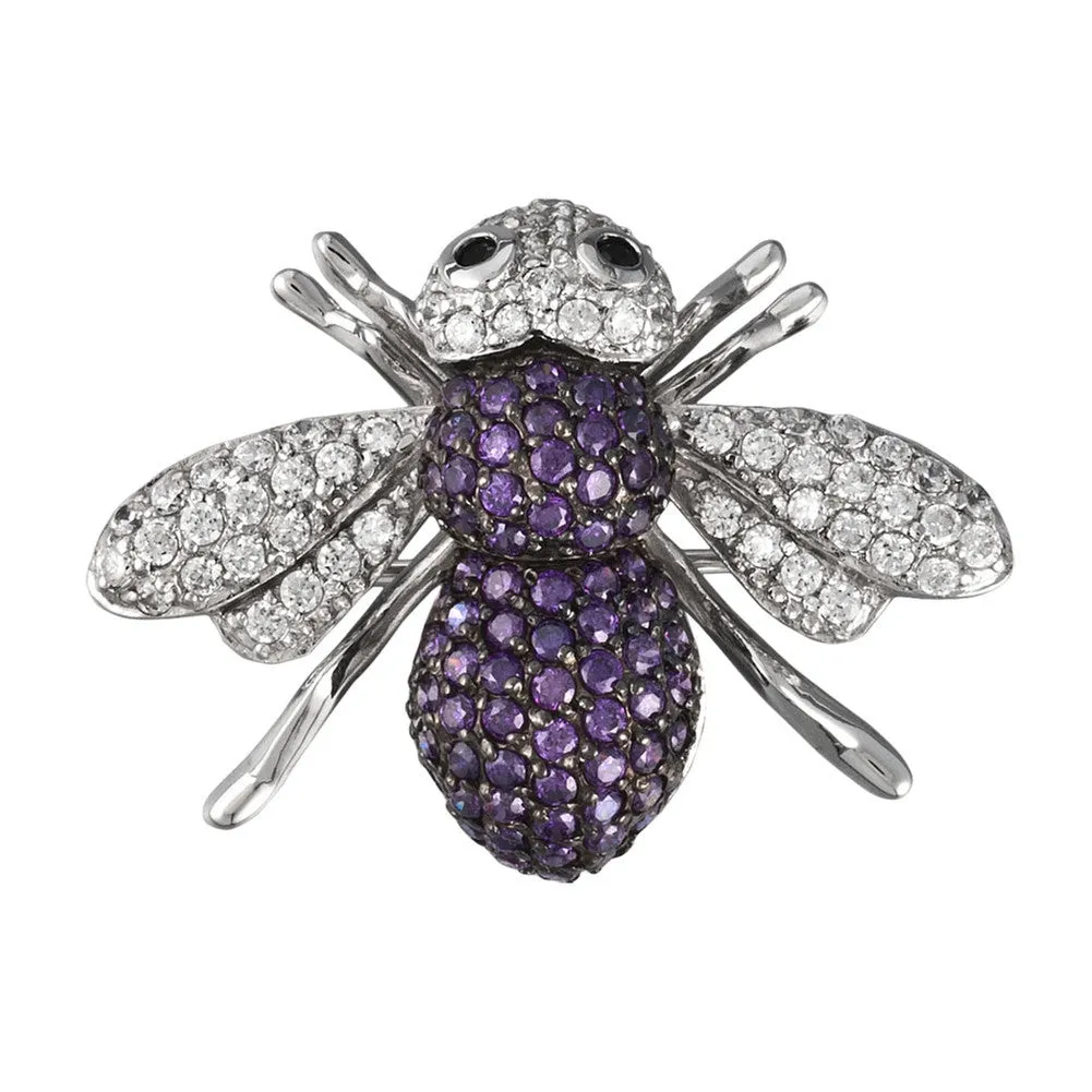 Zirconia Studded Bee Sterling Silver Pin/Pendant sold by Old Glory