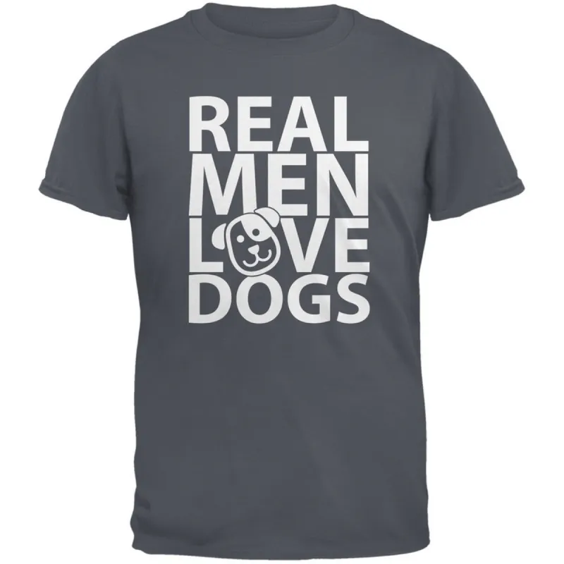 Valentine's Day - Real Men Love Dogs Grey Adult T-Shirt sold by Old Glory