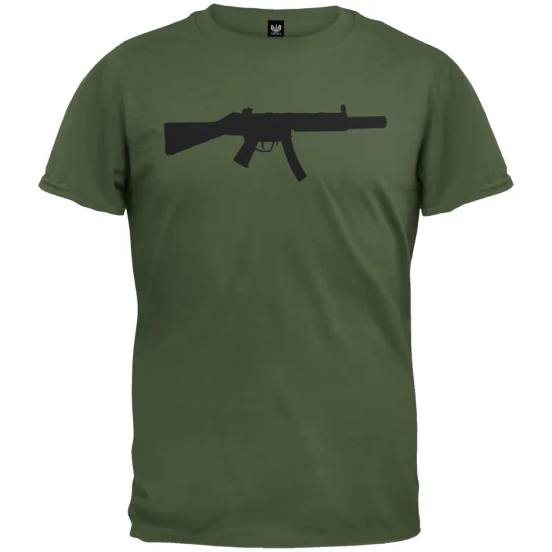 Rifles - MP5 Silhouette Military Green T-Shirt sold by Old Glory
