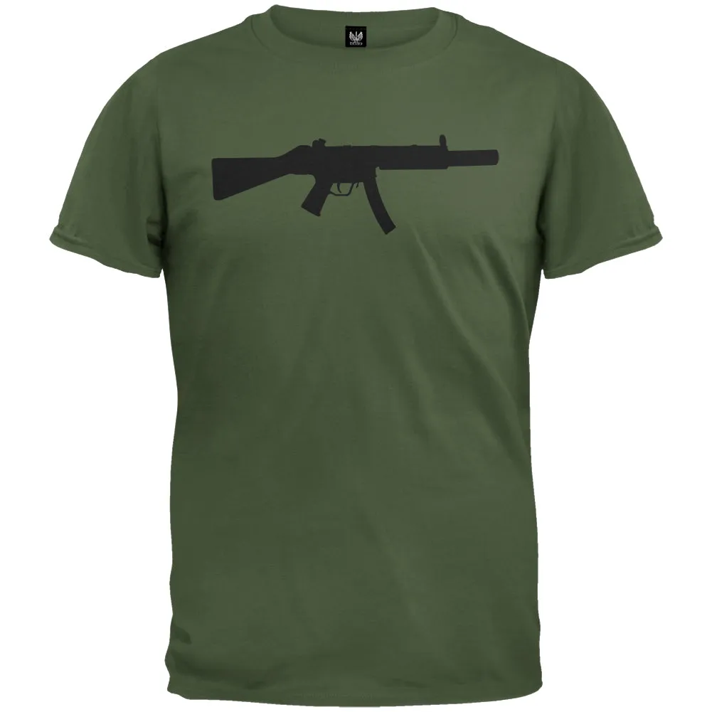 Rifles - MP5 Silhouette Military Green T-Shirt sold by Old Glory