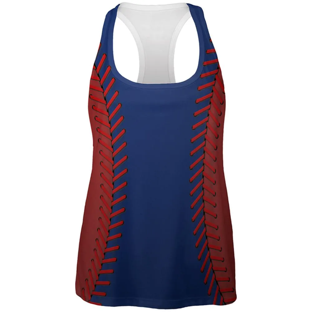 Baseball League Blue and Red All Over Womens Work Out Tank Top sold by Old Glory